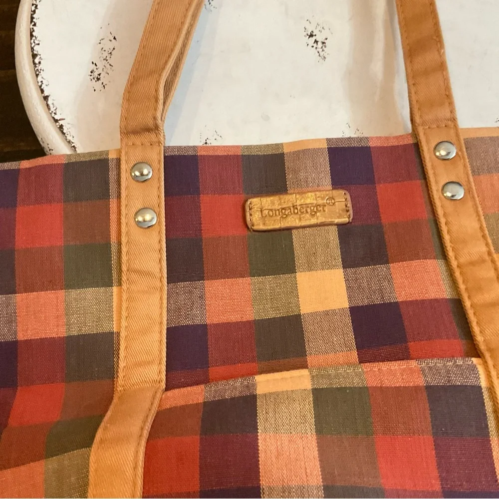 Longaberger Pink and Purple Tote Bag with Structured Design like new condition. - Picture 2 of 9
